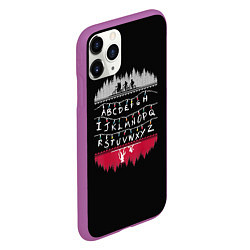 Чехол iPhone 11 Pro матовый Stranger Things Латиница, цвет: 3D-фиолетовый — фото 2