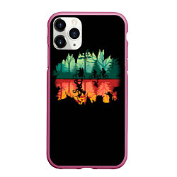 Чехол iPhone 11 Pro матовый Stranger Things Wrong Side, цвет: 3D-малиновый