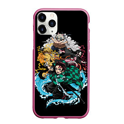 Чехол iPhone 11 Pro матовый КЛИНОК,РАССЕКАЮЩИЙ ДЕМОНОВ Kimetsu no Yaiba, цвет: 3D-малиновый