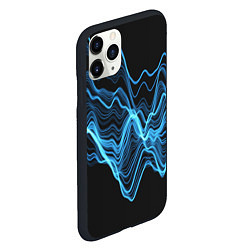 Чехол iPhone 11 Pro матовый Синие волны-молнии, цвет: 3D-черный — фото 2