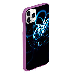 Чехол iPhone 11 Pro матовый Неоновый узор - Голубой, цвет: 3D-фиолетовый — фото 2