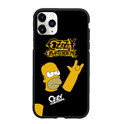 Чехол iPhone 11 Pro матовый Ozzy Osbourne Гомер Симпсон рокер, цвет: 3D-черный