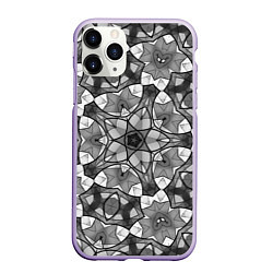 Чехол iPhone 11 Pro матовый Черно-белый геометрический мозаичный узор, цвет: 3D-светло-сиреневый