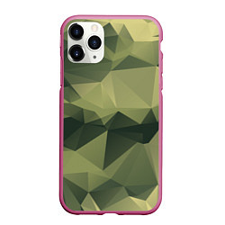Чехол iPhone 11 Pro матовый 3д полигоны - камуфляж, цвет: 3D-малиновый