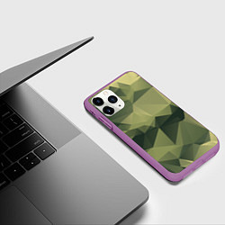 Чехол iPhone 11 Pro матовый 3д полигоны - камуфляж, цвет: 3D-фиолетовый — фото 2