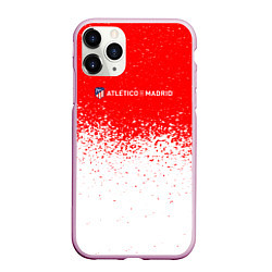 Чехол iPhone 11 Pro матовый Атлетико белые брызги, цвет: 3D-розовый