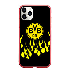 Чехол iPhone 11 Pro матовый Borussia пламя, цвет: 3D-красный