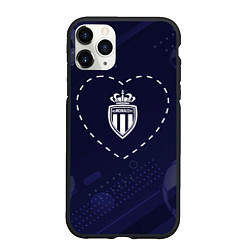 Чехол iPhone 11 Pro матовый Лого Monaco в сердечке на фоне мячей, цвет: 3D-черный