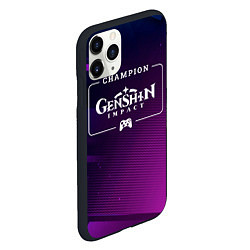 Чехол iPhone 11 Pro матовый Genshin Impact Gaming Champion: рамка с лого и джо, цвет: 3D-черный — фото 2