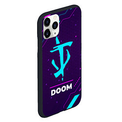 Чехол iPhone 11 Pro матовый Символ Doom в неоновых цветах на темном фоне, цвет: 3D-черный — фото 2