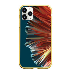 Чехол iPhone 11 Pro матовый Полигональные линии, цвет: 3D-желтый