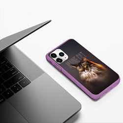 Чехол iPhone 11 Pro матовый Maine cat, цвет: 3D-фиолетовый — фото 2