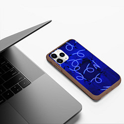 Чехол iPhone 11 Pro матовый Неоновые закрученные фонари - Синий, цвет: 3D-коричневый — фото 2