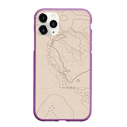 Чехол iPhone 11 Pro матовый Песчаная Топографическая Карта, цвет: 3D-фиолетовый