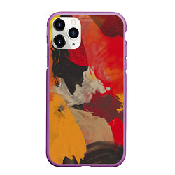 Чехол iPhone 11 Pro матовый Мазки Акварелью, цвет: 3D-фиолетовый