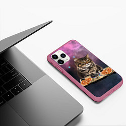 Чехол iPhone 11 Pro матовый Космический котёнок диджей Space DJ Cat, цвет: 3D-малиновый — фото 2