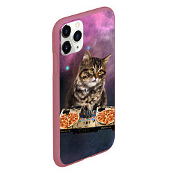 Чехол iPhone 11 Pro матовый Космический котёнок диджей Space DJ Cat, цвет: 3D-малиновый — фото 2