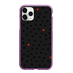 Чехол iPhone 11 Pro матовый Love Death and Robots black pattern, цвет: 3D-фиолетовый