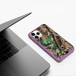 Чехол iPhone 11 Pro матовый КАМУФЛЯЖ ЛЕСНОЙ, цвет: 3D-фиолетовый — фото 2