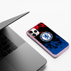 Чехол iPhone 11 Pro матовый Челси chelsea пламя, цвет: 3D-розовый — фото 2