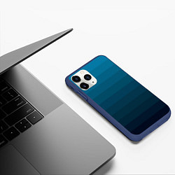 Чехол iPhone 11 Pro матовый Blue stripes gradient, цвет: 3D-тёмно-синий — фото 2