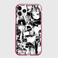 Чехол iPhone 11 Pro матовый Komi san pattern, цвет: 3D-малиновый