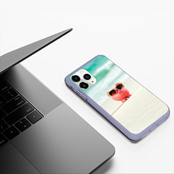 Чехол iPhone 11 Pro матовый Свинка на отдыхе, цвет: 3D-светло-сиреневый — фото 2