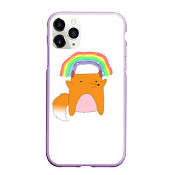 Чехол iPhone 11 Pro матовый Rainbow Fox, цвет: 3D-сиреневый