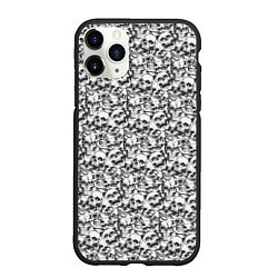 Чехол iPhone 11 Pro матовый ПАТТЕРН С ЧЕРЕПАМИ, цвет: 3D-черный