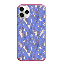 Чехол iPhone 11 Pro матовый Фиолетовые Перья Птиц, цвет: 3D-малиновый