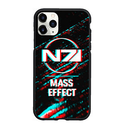 Чехол iPhone 11 Pro матовый Mass Effect в стиле Glitch Баги Графики на темном, цвет: 3D-черный