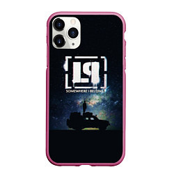 Чехол iPhone 11 Pro матовый Linkin Park ночь, цвет: 3D-малиновый