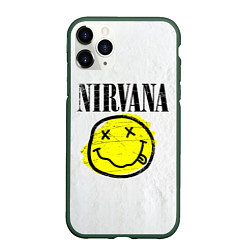 Чехол iPhone 11 Pro матовый Nirvana логотип гранж, цвет: 3D-темно-зеленый