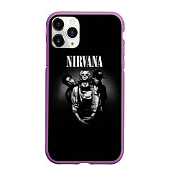 Чехол iPhone 11 Pro матовый Nirvana рок-группа, цвет: 3D-фиолетовый