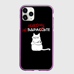 Чехол iPhone 11 Pro матовый Неприветливый кот, цвет: 3D-фиолетовый