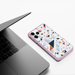 Чехол iPhone 11 Pro матовый Абстрактные Треугольные Формы, цвет: 3D-розовый — фото 2