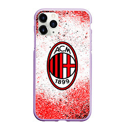 Чехол iPhone 11 Pro матовый Ac milan красно черные брызги, цвет: 3D-сиреневый