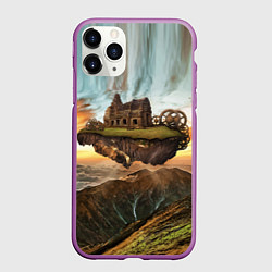 Чехол iPhone 11 Pro матовый Горный пейзаж в стиле Стимпанк, цвет: 3D-фиолетовый