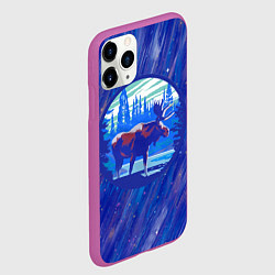 Чехол iPhone 11 Pro матовый Лось в лесу Blue, цвет: 3D-фиолетовый — фото 2