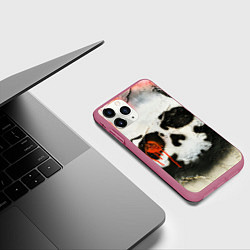 Чехол iPhone 11 Pro матовый Череп на поверхности в красках - Красный, цвет: 3D-малиновый — фото 2