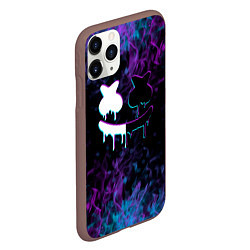 Чехол iPhone 11 Pro матовый Marshmello neon пламя, цвет: 3D-коричневый — фото 2