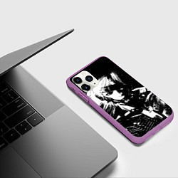 Чехол iPhone 11 Pro матовый METAL GEAR RISING - ЧБ ГЕРОЙ, цвет: 3D-фиолетовый — фото 2