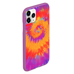 Чехол iPhone 11 Pro матовый Тай дай в радуге, цвет: 3D-фиолетовый — фото 2