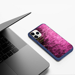 Чехол iPhone 11 Pro матовый Неоновые волны на воде - Розовый, цвет: 3D-тёмно-синий — фото 2