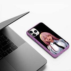 Чехол iPhone 11 Pro матовый ПАУЭР ИЗ ЧЕЛОВЕК БЕНЗОПИЛА Chainsaw man аниме, цвет: 3D-фиолетовый — фото 2