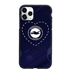 Чехол iPhone 11 Pro матовый Лого Brighton в сердечке на фоне мячей, цвет: 3D-черный