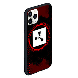 Чехол iPhone 11 Pro матовый Символ Rust и краска вокруг на темном фоне, цвет: 3D-черный — фото 2