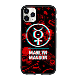 Чехол iPhone 11 Pro матовый Marilyn Manson Rock Glitch, цвет: 3D-черный