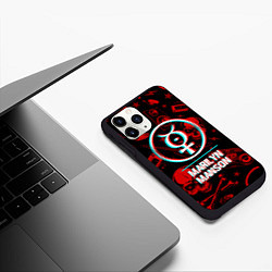 Чехол iPhone 11 Pro матовый Marilyn Manson Rock Glitch, цвет: 3D-черный — фото 2