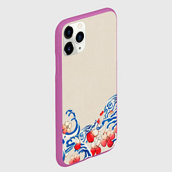 Чехол iPhone 11 Pro матовый Японский орнамент волн, цвет: 3D-фиолетовый — фото 2